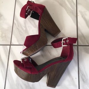 G By Guess Burgundy Wedge Sandal